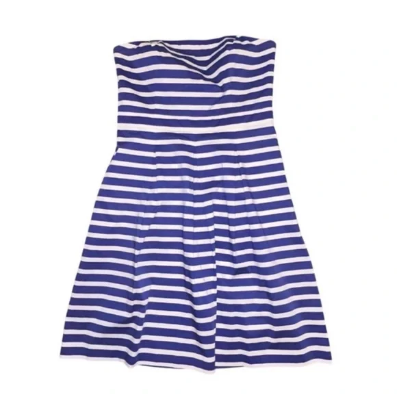 GAP Designed & Crafted Blue and White Striped Strapless Dress - Size 4 - Picture 2 of 6